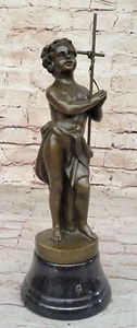 Figura artística escultura de niño altar de bronce para oficina hecha a mano - Imagen 1 de 10