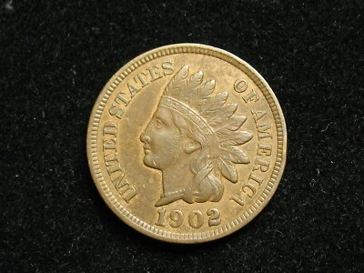 BLOW OUT SALE!! AU 1902 INDIAN HEAD CENT PENNY w/ FULL LIBERTY & DIAMONDS #164i - Image 1 of 2