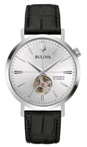 Bulova - Aerojet, Reloj Automático Hombre Acero Inoxidable Cuero Negro 96A315 Nuevo - Imagen 1 de 3