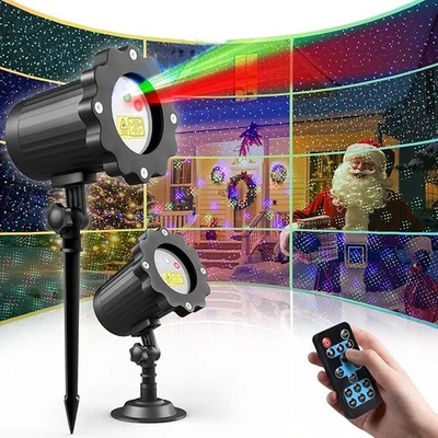 2in1 Christmas Laser R&G LED Projector Light Moving Outdoor Landscape Xmas Lamp - Image 1 of 4