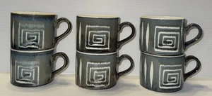 6 Mikasa Potters Craft Firesong Coffee Cups Blue/Gray HP300 Japan Great Shape! - Picture 1 of 7