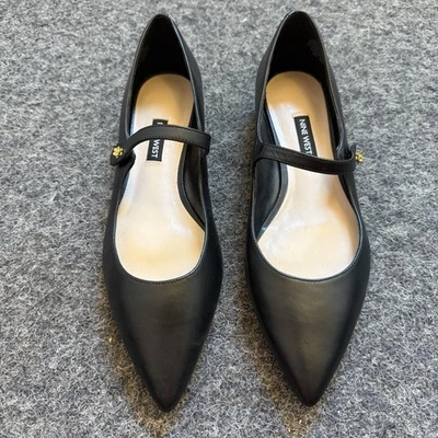 Nine West Mary Jane Flats Sz 8 Black Leather Whimsigoth Goth Dark Academia - Image 1 of 4