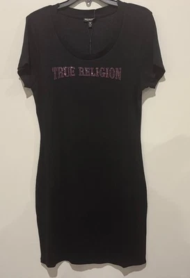 Новый с Ярлыками True Religion женщин черный арка ребро коротким рукавом футболка платье размер XL $129 - Изображение 1 из 3