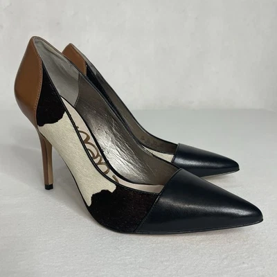 Sam Edelman Mujer’s Desiree Negro Blanco Marrón Piel Punta Tacón de Aguja Talla 6.5M Foto 1 de 4