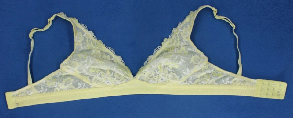 Sutiã Cosabella sem fio sem forro amarelo renda bralette tamanho pequeno #H7726 - Imagem 1 de 4