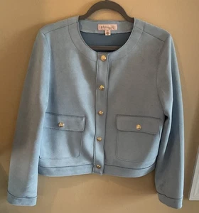 Neu mit Etikett Philosophy Größe L hellblaue Wildlederimitatjacke mit silbernen Knöpfen - Bild 1 von 9