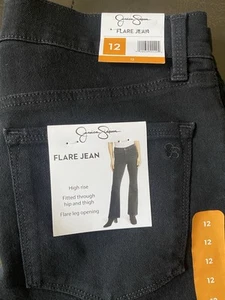 Jessica Simpson Women's High Rise Black Rinse Fitted Flare Jean Size 12 32x34 - Picture 1 of 14
