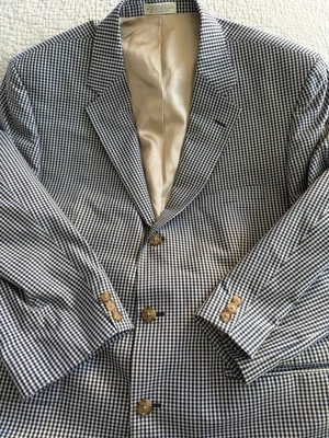 Мужской блейзер Orvis Sporting Traditions Gingham 46R синий клетчатый повседневный опрятный - Изображение 1 из 4
