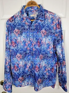Camisa Aron Imani Para Hombre Talla L Estampado Multicolor Diseñador Manga Larga Calce Moderno - Imagen 1 de 4
