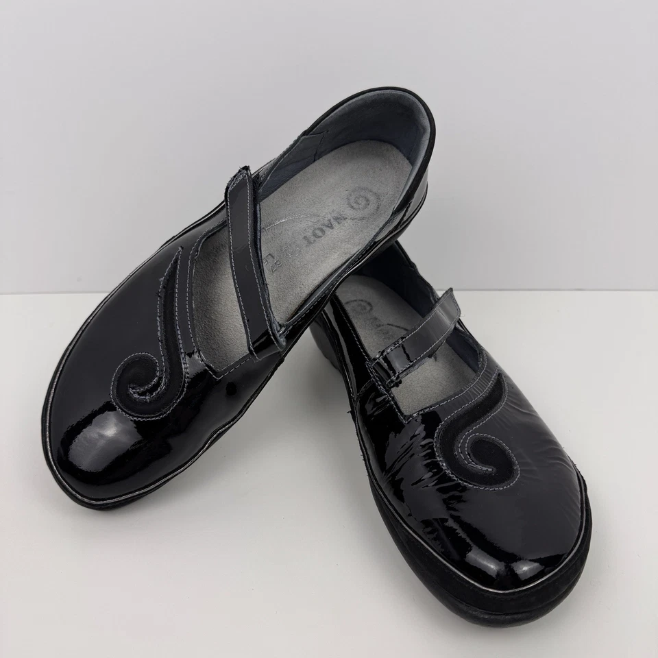 Naot Negro Charol Gamuza Mary Jane Matai Remolino Pisos Talla 37 EE. UU. 6 Foto 1 de 4