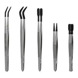 Entomology Forceps Set [5 Pcs]  Stainless Steel Precision Rubber Tip Tweezers - Picture 1 of 6