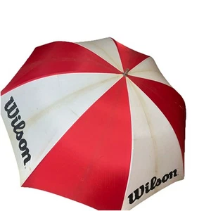 Vintage Wilson Classic Red & White Fiber Glass Shaft Full Size Umbrella - Picture 1 of 7