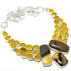 Collana gioielli in argento sterling 925 fatta a mano pietra settaria, onice 18" - Foto 1 di 1