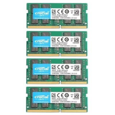 New Crucial 128GB (4X 32GB ) DDR4 3200Mhz SODIMM Laptop Memory Ram CT32G4SFD832A - Image 1 of 4