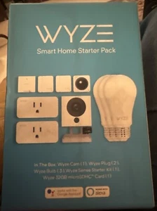 New WYZE Smart Home Starter Pack Camera, 2 Plugs, 3 Bulbs, 32 GB MicroSDHC Card - Picture 1 of 3