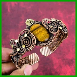 Muttertagsverkauf Tigerauge Stein Blume Jubiläum Geschenk Armreif Schmuck Kupfer - Bild 1 von 6