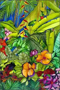 Salpicadero de cerámica arte floral de azulejos tropicales Daniels RD005 - Imagen 1 de 5