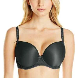 Freya Black T-Shirt Bra 32C Deco Vibe Convertible Plunge USA AA1704 NEW - Picture 1 of 7