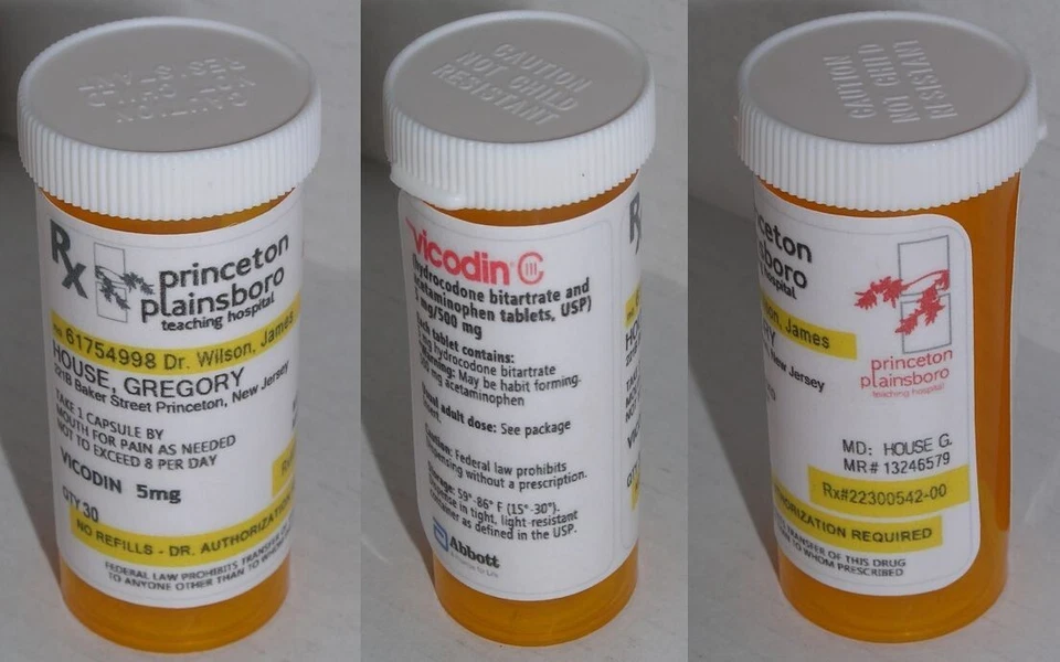 Dr House Tube de Vicodin comme dans la série Gregory House pill bottle replica - Immagine 1 di 1