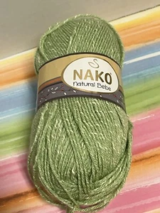 one full skein NAKO Natural Bebe yarn color #10262 green - Picture 1 of 4
