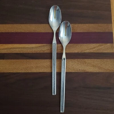 2 MCM Noritake Eros Cocktail Spoon Replacement Retired GreekKey Aztec Serpentine - Image 1 of 4