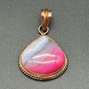 Rosa gebänderter Achat Anhänger Träne Cabochon LEUCHTET Schmuckherstellung Halskette 1"x1" - Bild 1 von 6