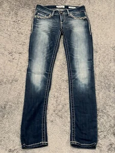 Daytrip Jeans Womens 27 Lynx Skinny Blue Denim Thick Stitch Pants Medium Wash - Picture 1 of 8