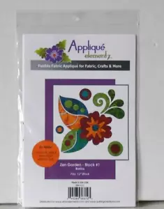 #1111 APPLIQUE ELEMENTZ - ZEN GARTEN BATIKS - BLOCK #1 - APPLIKATIONSSET - NEU IN VERPACKUNG! - Bild 1 von 2