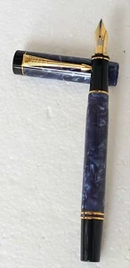Parker Duofold Centennial (c. 1988), Blue Marble 18K 750 Arrow Nib cartridge - Picture 1 of 12