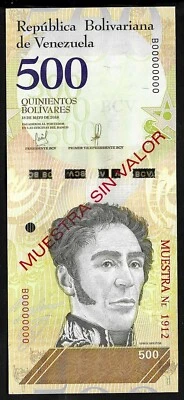 VENEZUELA - P 108 - 500 BRS - 2018 - SPECIMEN - SIMON BOLIVAR - BIRD - GEM UNC - Image 1 of 2