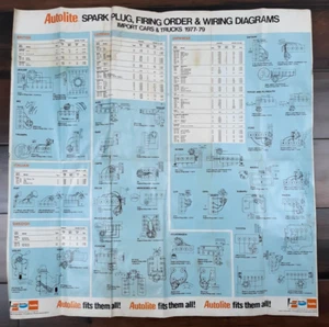 Vtg 1977-79 FRAM Import Cars Trucks Spark Plug Firing Order Wiring Shop Poster - Picture 1 of 3