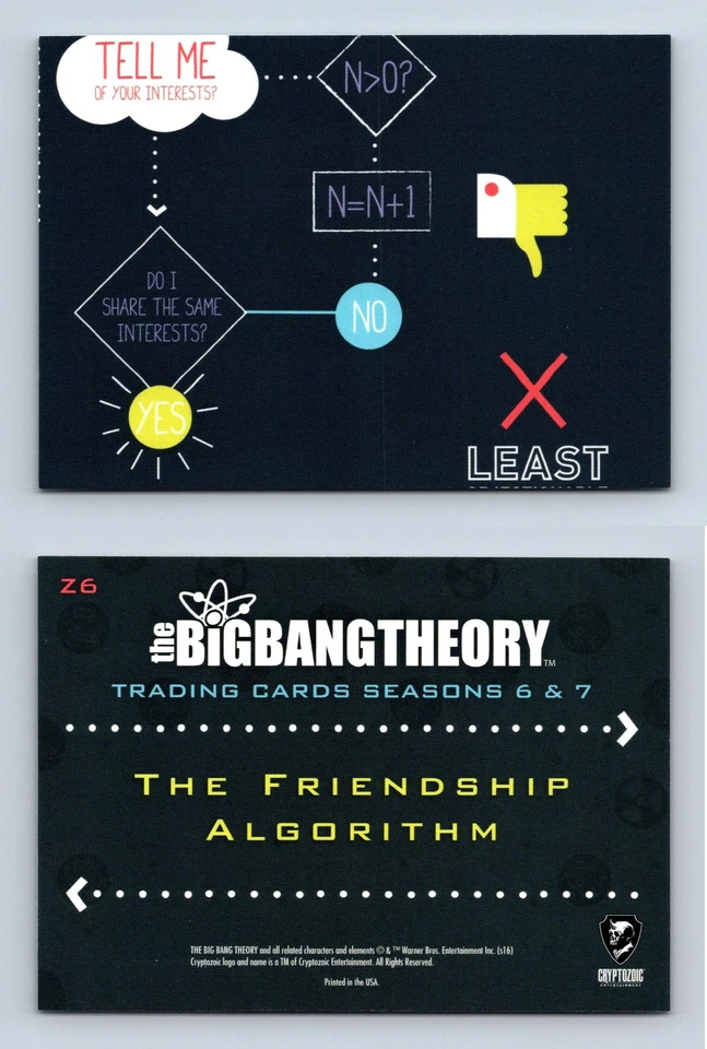 Big Bang Theory #Z6 Season 6/7 Cryptozoic 2016 Friendship Algorithm Puzzle Card - Image 1 of 1