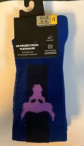 UNDER ARMOUR UA PROJECT ROCK Crew Socks Men's 8.5-13 Women's 10-14 Blue NWT - Picture 1 of 4