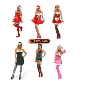Damas Señora Santa Claus Elfo Conjunto Navidad Sexy Disfraz Adultos Navidad Elegante Vestido - Imagen 1 de 7