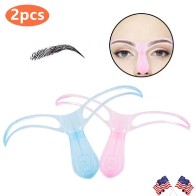 Plantilla de cejas profesional modelado de plantillas hágalo usted mismo guía de maquillaje aseo reutilizable 2 piezas EE. UU. Foto 1 de 4