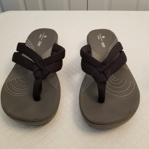 Sandali Clarks Cloudstepper donna taglia 12 a misure tessuto nero Arla