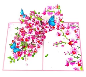 3D pop up card Orchid Butterfly Birthday Wedding Teacher Mother Thank You Blank - Picture 1 of 4