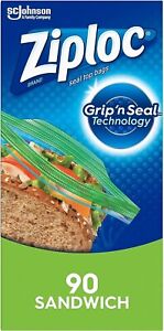Ziploc Sandwich and Snack Bags for On the Go Freshness, 90 Count
