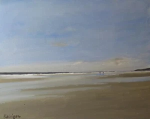 ORIGINAL MALCOLM LUDVIGSEN "Winterton Beach, Norfolk" east anglia Coast PAINTING - Picture 1 of 1
