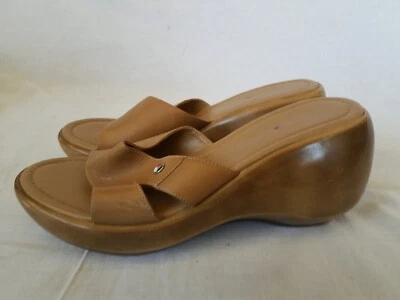 Sandalias Tommy Hilfiger Marrón Cuña Slides Mujer Talla 9M Hechas en Brasil Foto 1 de 4