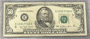 1977 Richmond E Note E13317716A Alt Twin Digit Pattern 50$ Dollar Bill 50BL18 - Picture 1 of 6