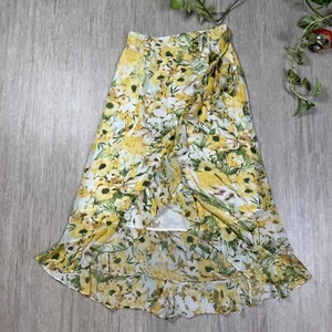 LUSH Womens Wrap Skirt Floral Yellow Lined Hippie Midi Womens S Festival Beach - Picture 1 of 9