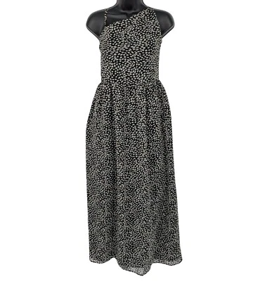 Maxi Vestido Azul Marino Antiguo Un Hombro Mujer Talla M Geométrico Calado Cottagecore Boho Foto 1 de 4