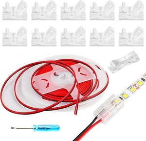 2Pin LED Strip Connectors 8Mm Solderless 10 Pcs with 16.4Ft Extension Cable 2 Co - Picture 1 of 9