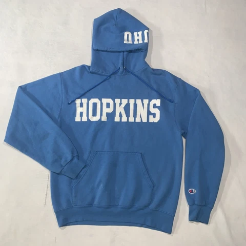 JOHNS HOPKINS BLUE JAYS Vtg 90s Y2K Champion Hoodie Hood sweat shirt t jersey M Cover