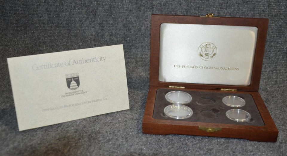 *Empty Box* For 1989 Congressional Commem. Gold/Silver 6-Coin PF/UNC Set & COA  - Image 1 of 2