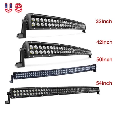 Nilight Curved LED Light Bar 32" 42" 50" 54" Spot Flood Combo for Jeep Truck 4WD - Image 1 of 4