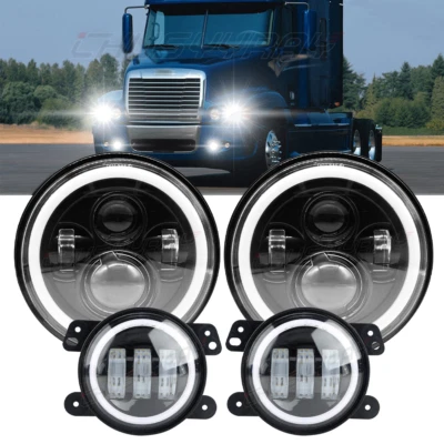 7inch LED Headlight Hi/Lo Project & 4'' Fog Light Fit Freightliner Century Class - Image 1 of 4
