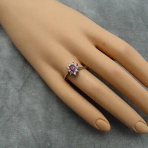 Vintage Ring Sterlingsilber blau Rubin roter Edelstein Größe 9 klar Kristall 569c - Bild 1 von 12
