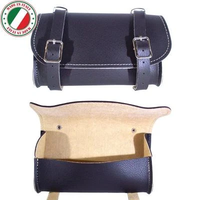 SACOCHE DE SELLE VELO NOIR SIMILI CUIR BOUCLE VINTAGE RETRO ANCIEN VILLE FIXIE - Photo 1/2